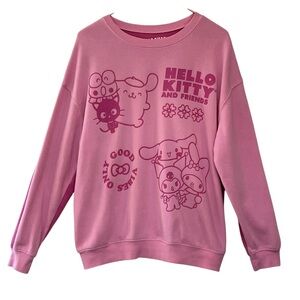 Hello Kitty & Friends by Sanrio Pink Graphic Crewneck Sweatshirt Size Large